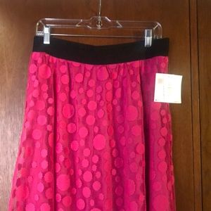 LuLaRoe Lucy pink polka dot skirt